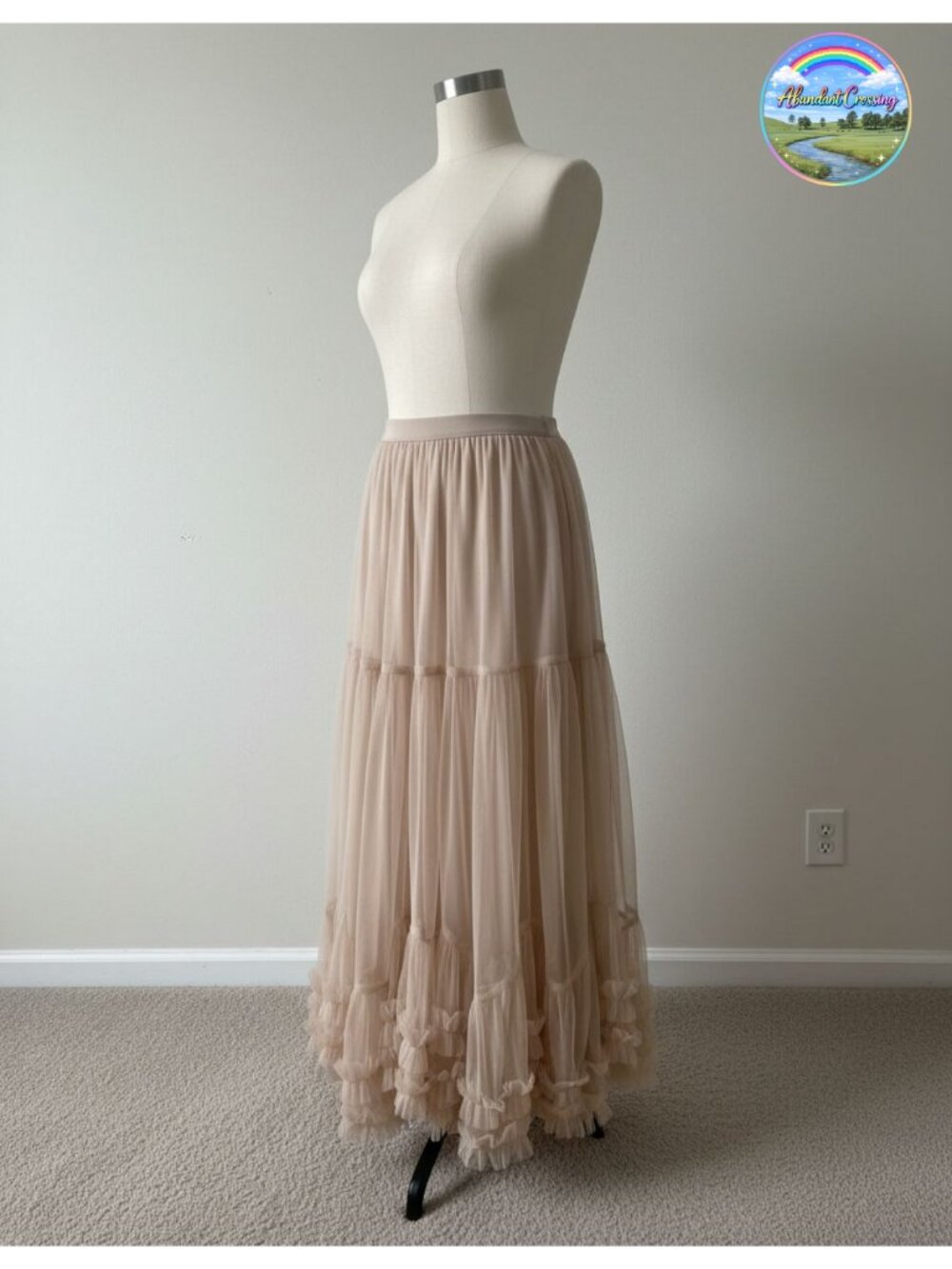 Women's Maxi Tulle Skirt Long Layered Mesh Tiered Fairy A-Line High Rise